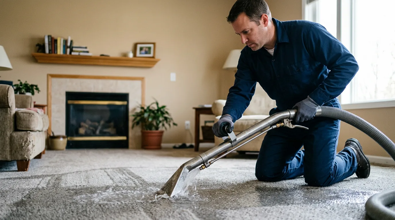 Water damage restoration technician working near Sharon, PA